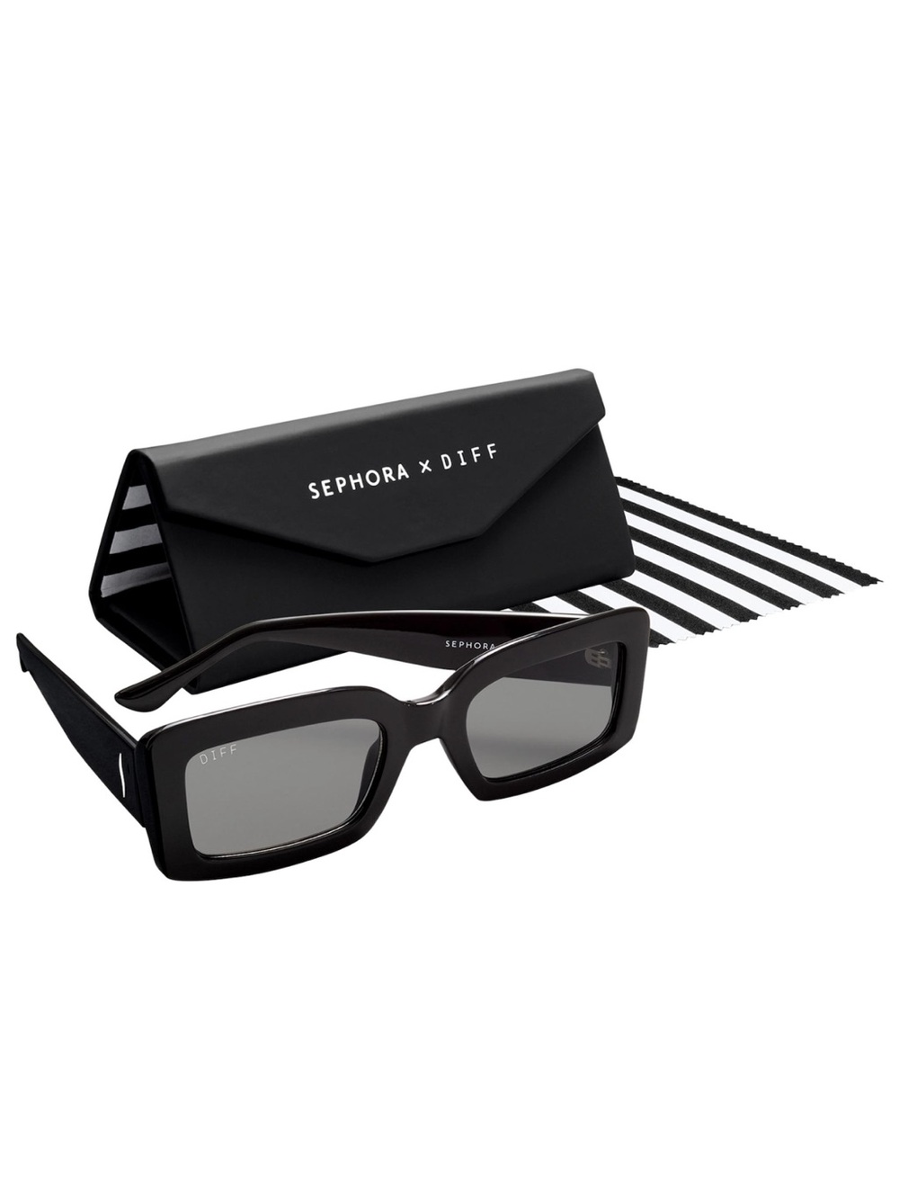Sephora x DIFF Black Rectangular Sunglasses